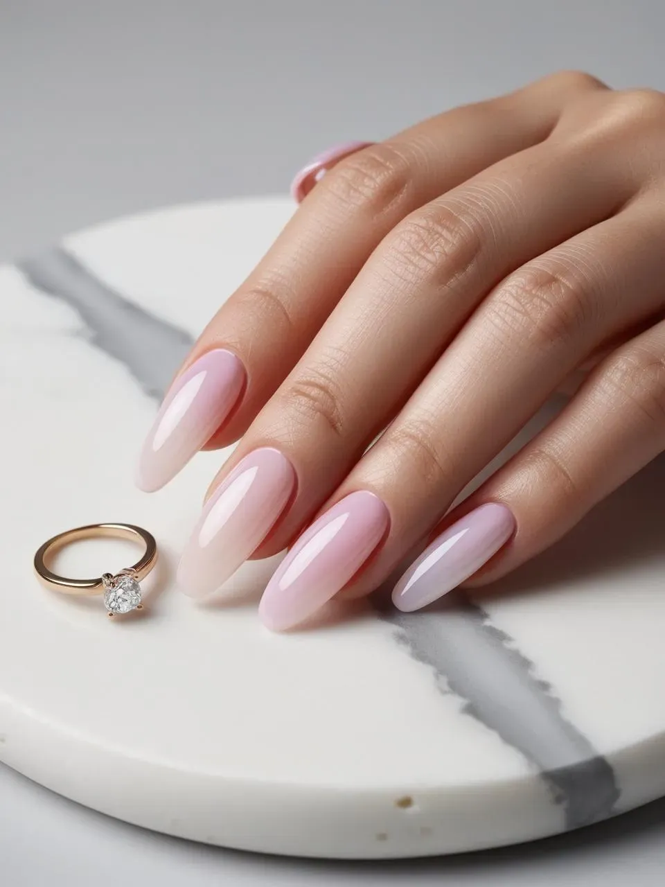 Minimalist nude bridal nails with a glossy finish, offering a polished and versatile look.