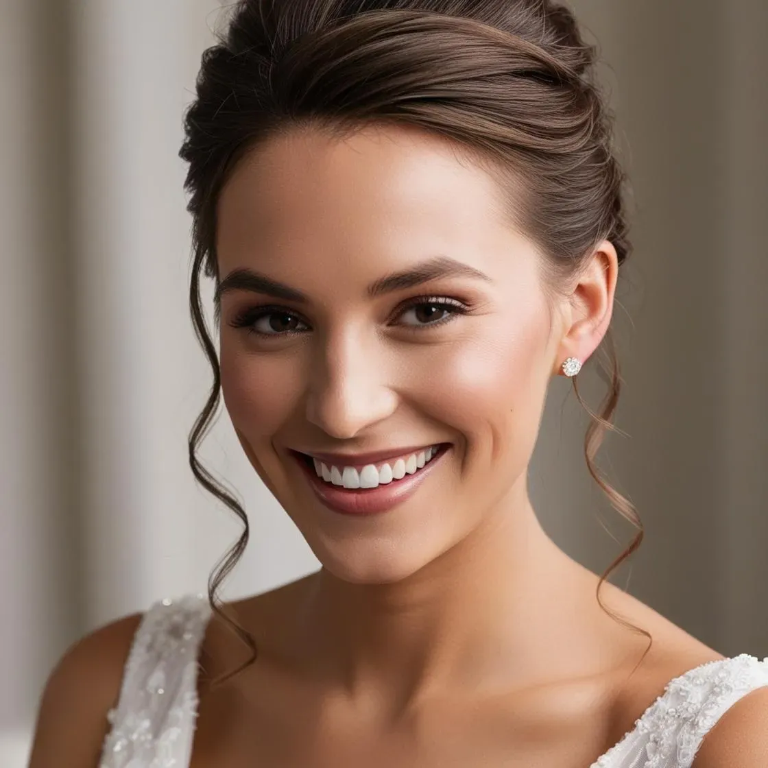 Fine diamond stud earrings displayed on a soft bridal presentation tray