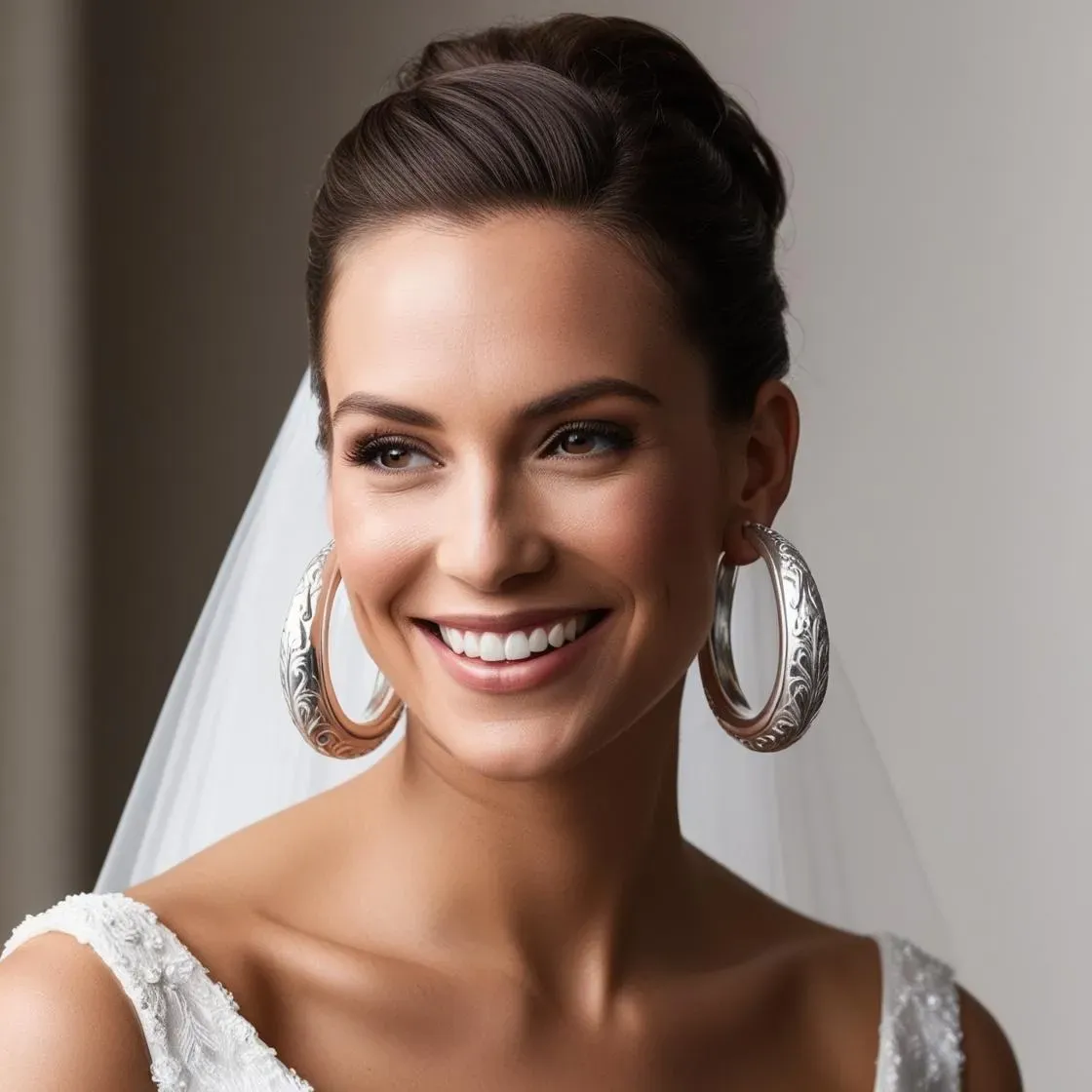 Intricate filigree diamond-cut 925 sterling silver oversized hoop earrings