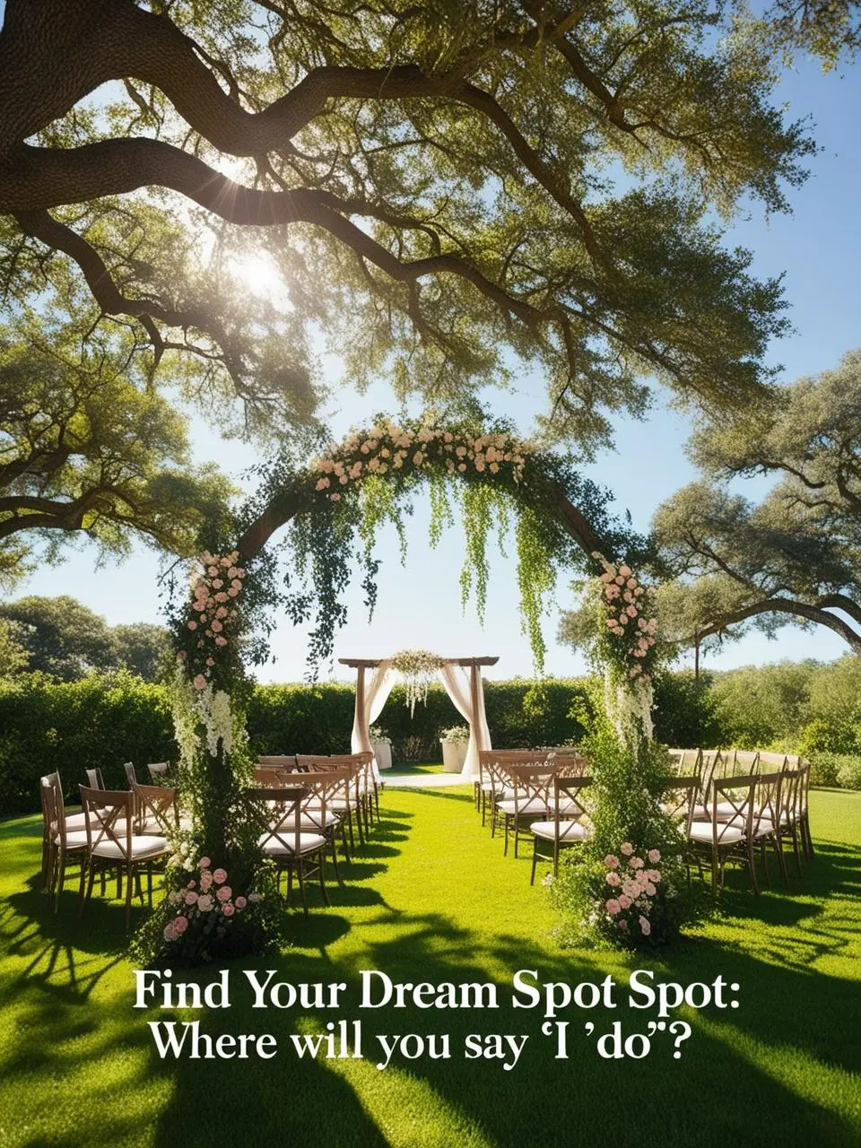 A view of a charming outdoor venue, such as a garden or vineyard