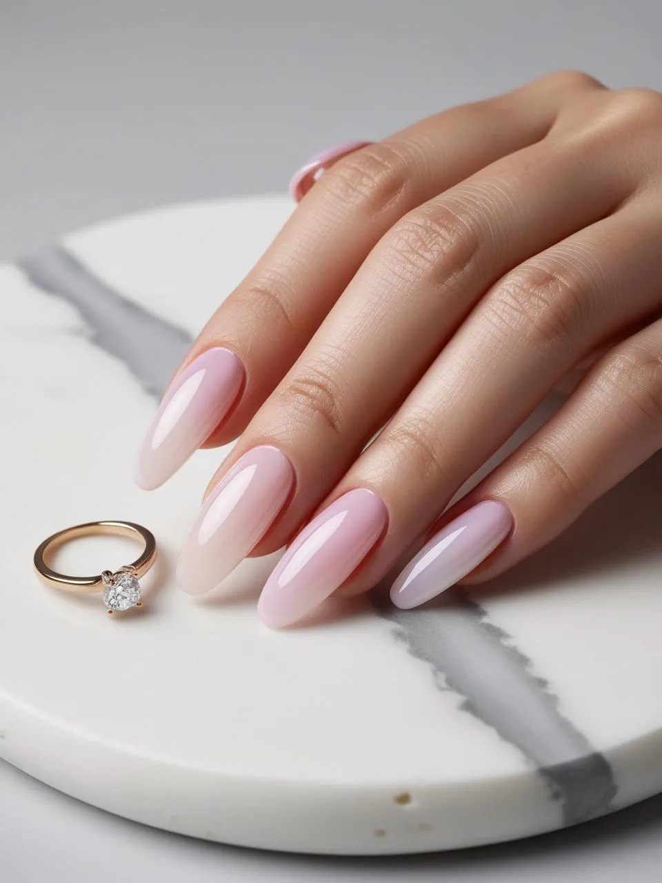 Minimalist nude bridal nails with a glossy finish, offering a polished and versatile look.