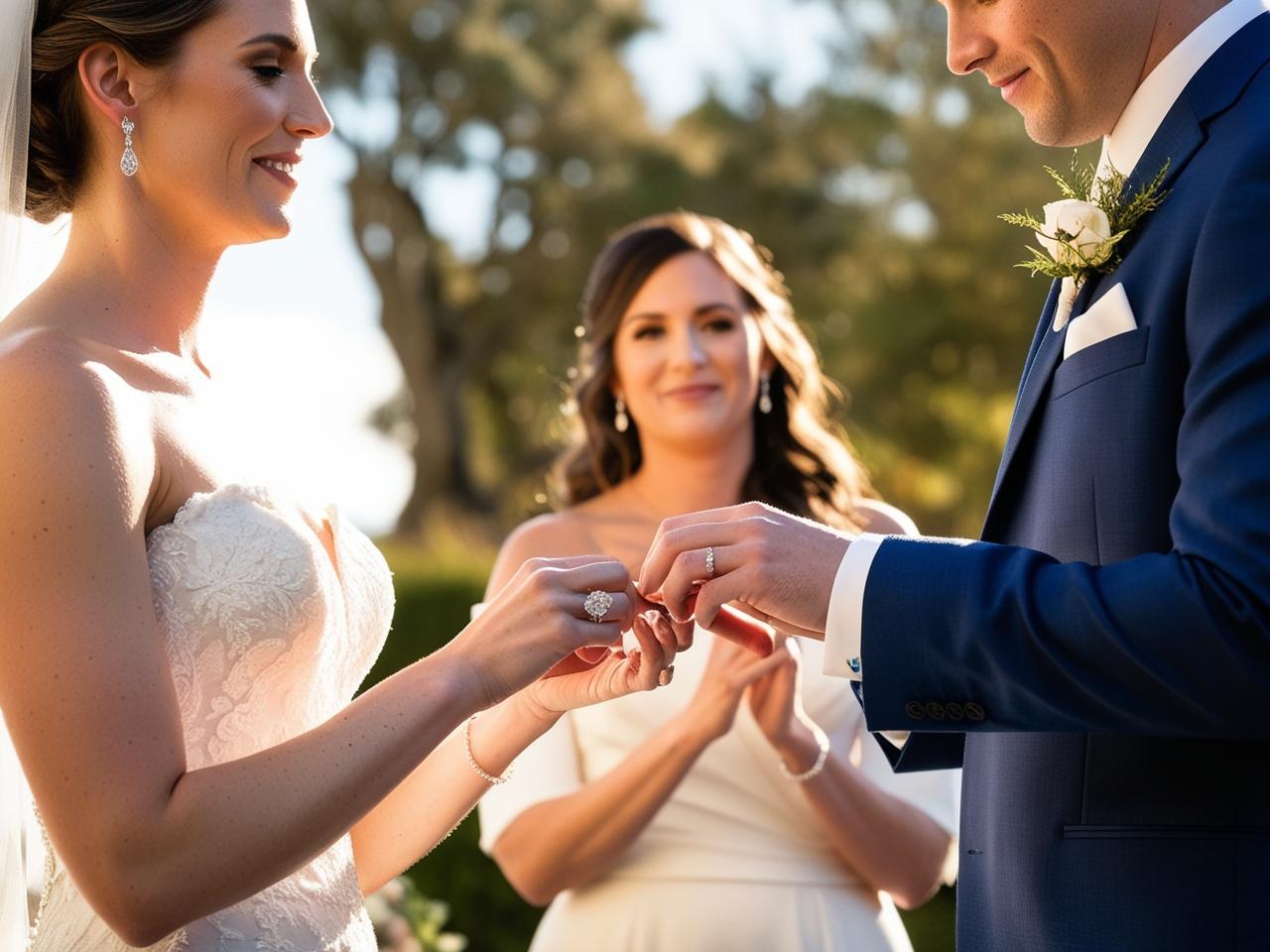 Bride and groom exchanging rings during the ceremony