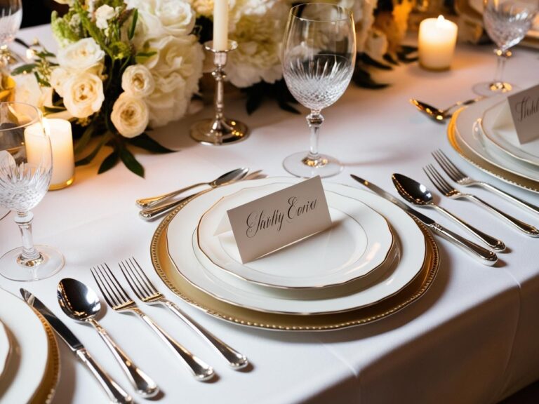 Elegant table setting with place cards