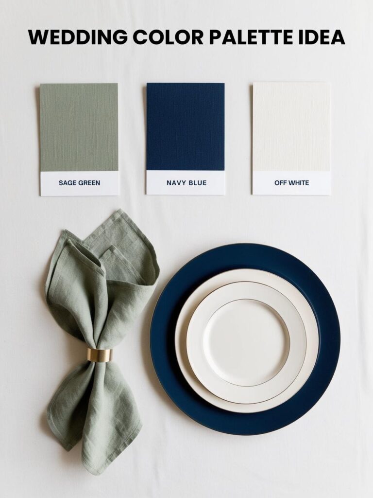 Sage Green - Navy Blue - White Palette Idea