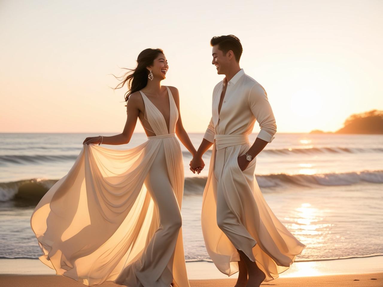 Romantic and elegant pre-wedding photoshoot scene