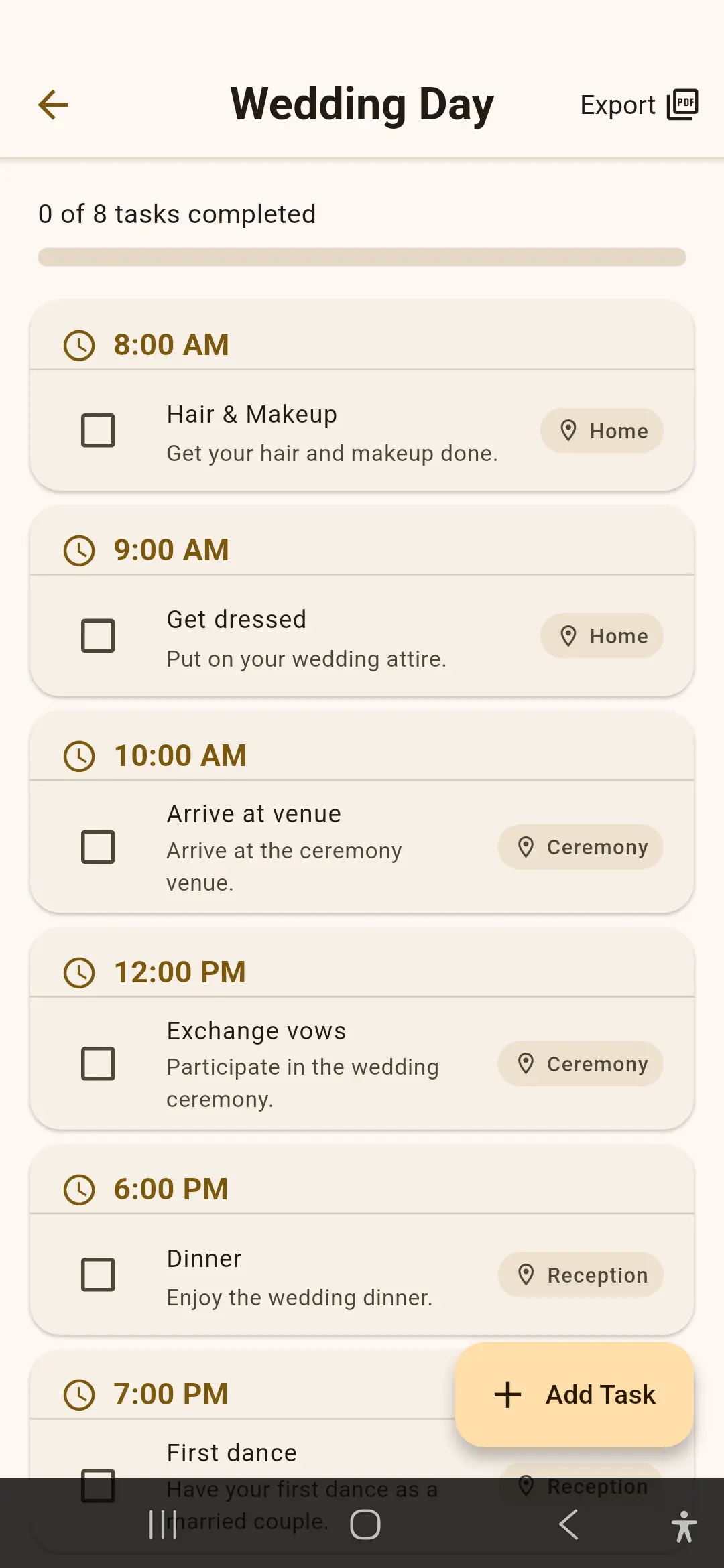 Wedding Day Overview